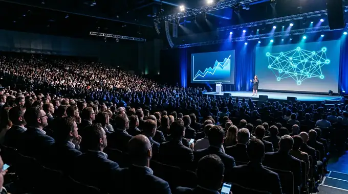 Packed convention keynote auditorium